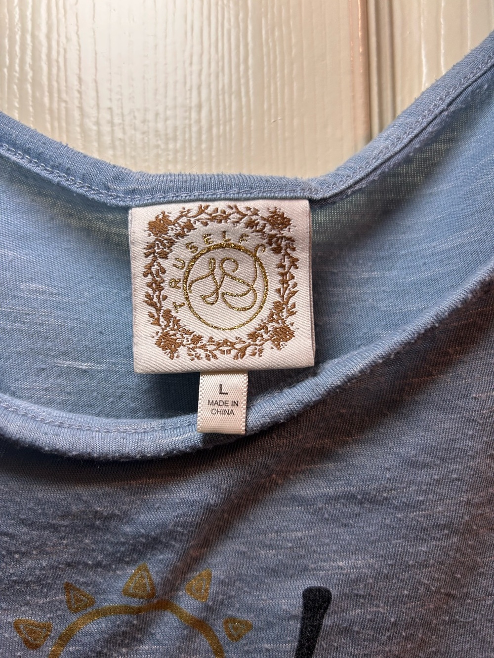 Rue21 Blue Tank with Gold Palm Accent - Picture 3 of 4